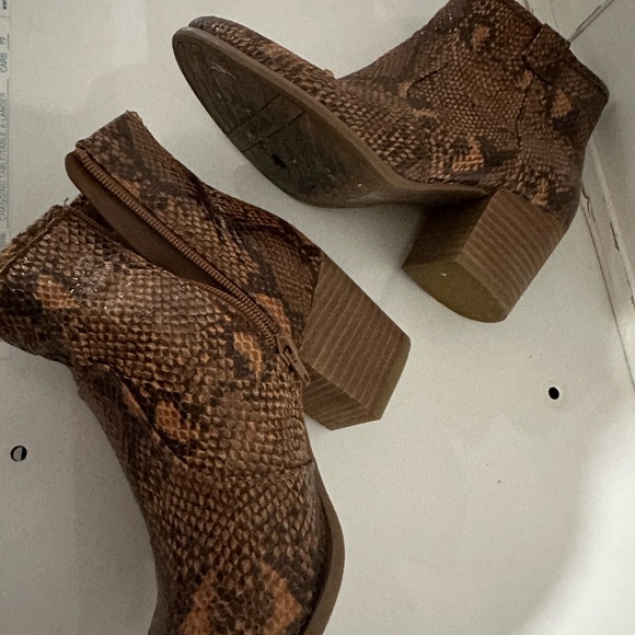 Brown Snake Print Ankle Boots - Picture 3 of 7